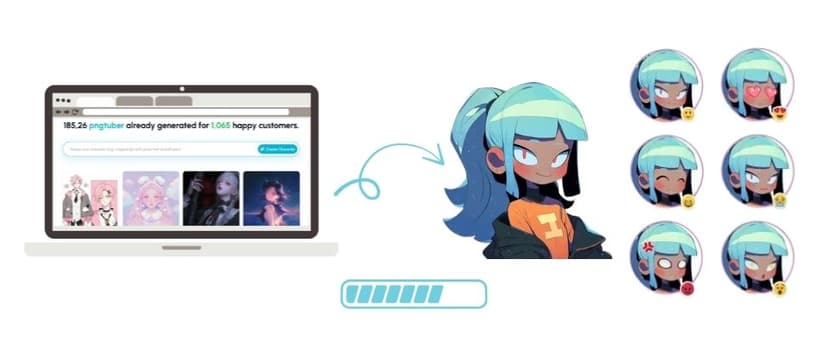 PNGTuberMaker AI generation process - Get professional avatars in minutes with just text descriptions