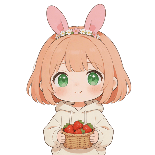 AI-generated pink bunny PNGTuber avatar in anime style