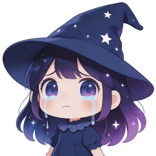 AI-generated witch PNGTuber avatar in chibi style