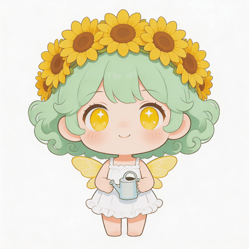AI-generated sunflower PNGTuber avatar in cartoon style